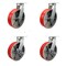 Service Caster 12'' Heavy Duty Red Poly on Cast Iron Wheel Swivel Caster Set with 2 Brakes, 4PK CRAN-SCC-KP92S1230-PUR-RS-2-SLB-2 - alternate 1